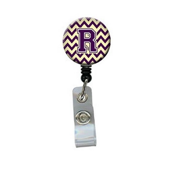 Teachers Aid Letter R Chevron Purple & Gold Retractable Badge Reel5 x 1 x 2 in. TE895184